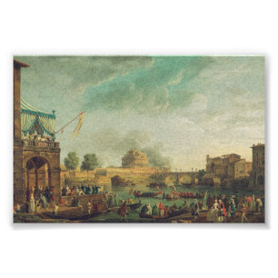Een sportwedstrijd op de Tiber door Joseph Vernet Foto Afdruk