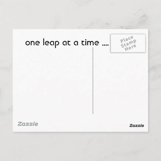 Eén sprong tegelijk briefkaart (Achterkant)