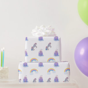 Een sprookjesachtig kasteel en eenhoorn inpakpapie cadeaupapier