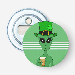 Een St. Patrick's Alien Button Flesopener