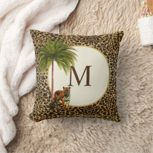 Een staande tijger op een luipaard Monogram Kussen