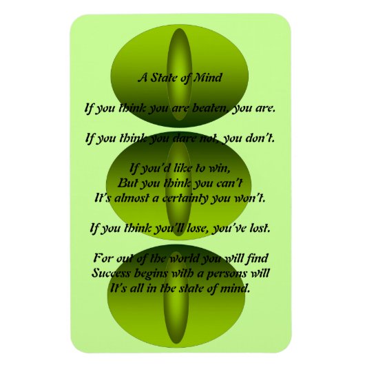Een staat van Mind Poem Magnet Magneet (Verticaal)