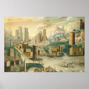 Een stad Fantasy - Amerikaans Poster voor fijne ku