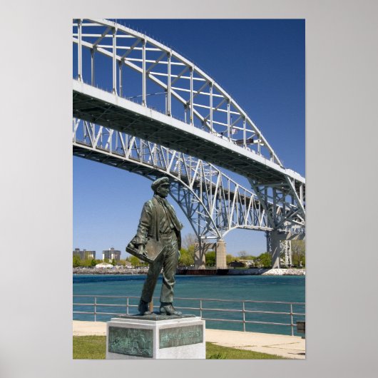 Een standbeeld van Thomas Edison door de lokale ku Poster (Voorkant)