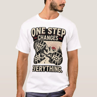 Eén Stap Verandert Alles Motiverende Berg T-shirt