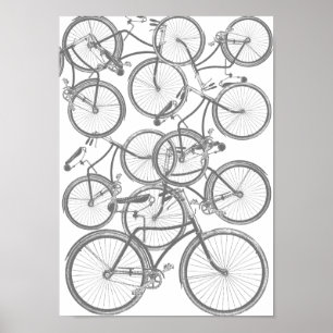 Een stapel fietsen poster