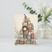 Een stapel kerstcadeautjes feestdagenkaart (Staand voorkant)