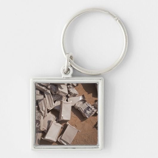 Een stapel maaltijden klaar om te eten sleutelhanger (Voorkant)