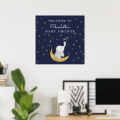 Een Star Bunny Elephant Baby shower Welkom vangen Poster (Thuiskantoor)