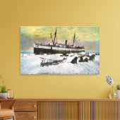 Een steamer die op het ijs landt canvas afdruk (Insitu (Woonkamer))