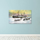 Een steamer die op het ijs landt canvas afdruk (Insitu (Houten vloer))