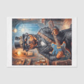 Een steampunk Rottweiler gitaar spelen in de pub - Tissuepapier (Voorkant)