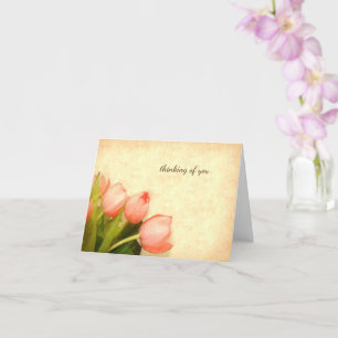 een stel roze tulpen simpel denken aan jou kaart