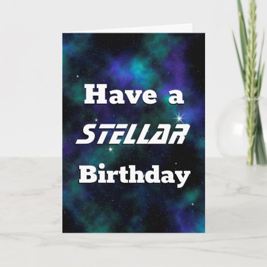 Een Stellar Birthday Blue Galaxy Kaart (Voorkant)
