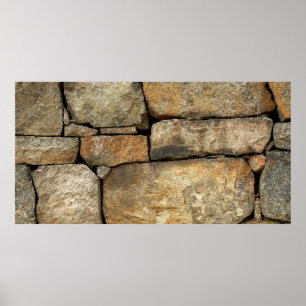 Een stenen muur gemaakt van cobblestenen achtergro poster