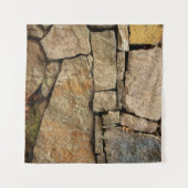 Een stenen muur gemaakt van cobblestenen achtergro wandkleed (Voorkant (horizontaal))