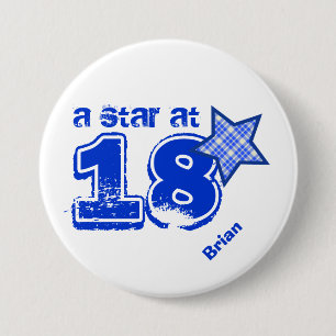 Een ster bij 18 BLAUWE VANDAAG Collectie Ronde Button 7,6 Cm