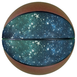 Een ster gevulde nacht basketbal