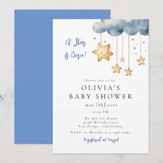 Een ster is geboren Baby shower Kaart
