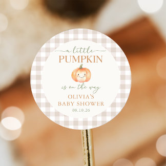Een Sticker voor een Baby Shower met een Klein Pom
