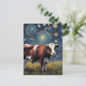 Een stier in de Sterrennacht Briefkaart (Staand voorkant)