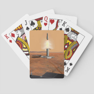 Een stijgend voertuig verlaat Mars. 2 Pokerkaarten