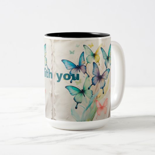 Een stijlbeker tweekleurige koffiemok (Voorkant rechts)