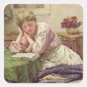 Een stil lezen vierkante sticker