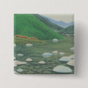 Een stille hoek in de bergen vierkante button 5,1 cm