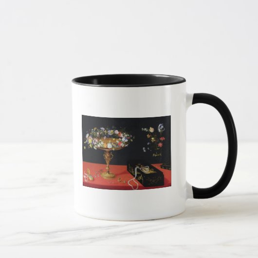 Een stilstaand leven op een Tazza met bloemen Mok (Rechts)
