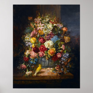 Een stilstaand leven van bloemen door Hans Zatzka Poster