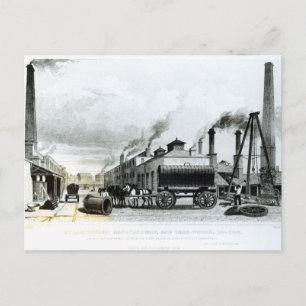 Een stoomengine-fabricage en ijzerwerken briefkaart
