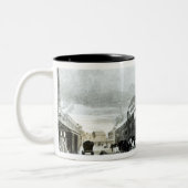 Een stoomengine-fabricage en ijzerwerken tweekleurige koffiemok (Links)