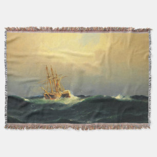 Een stoomschip in een storm in de Atlantische Ocea Deken