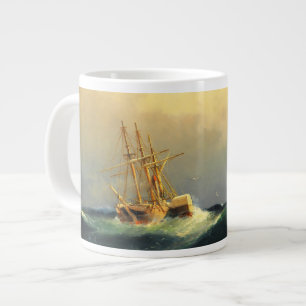 Een stoomschip in een storm in de Atlantische Ocea Extra Grote Beker