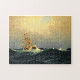 Een stoomschip in een storm in de Atlantische Ocea Legpuzzel