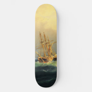 Een stoomschip in een storm in de Atlantische Ocea Skateboard