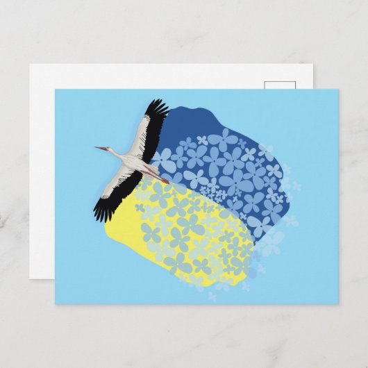 Een Stork heeft een Oekraïense vlag Briefkaart (Voorkant / Achterkant)