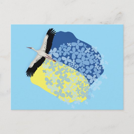 Een Stork heeft een Oekraïense vlag Briefkaart (Voorkant)