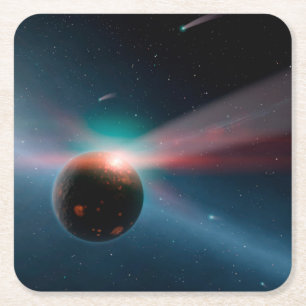 Een Storm van kometen in het Eta Corvi-systeem. Vierkante Kartonnen Onderzetter