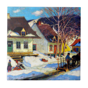 Een straat in een dorp in Quebec - kunstwerk van C Tegeltje