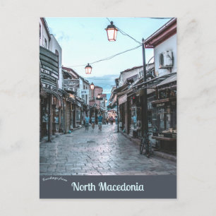 Een straat in Skopje Noord-Macedonië Briefkaart