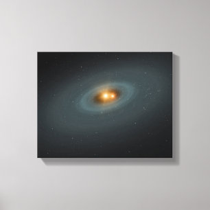 Een strak paar sterren en een omringende schijf canvas afdruk