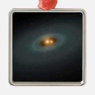 Een strak paar sterren en een omringende schijf metalen ornament