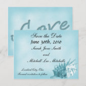 Een strandbruiloft Save the Date Briefkaart (blauw (Voorkant / Achterkant)