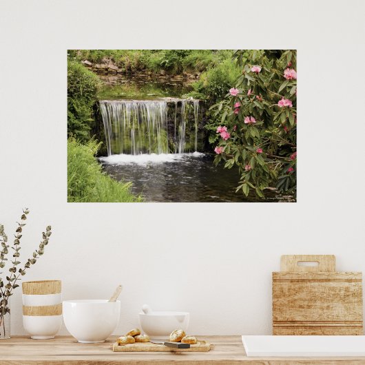 Een stroom en waterval in het natuurpark Dartmoor Poster (Keuken)