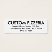 Een stuk. Pizza Coupon Mini Visitekaartjes (Achterkant)