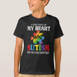 Een stuk van mijn hart heeft Autisme Broeder Puzzl T-shirt
