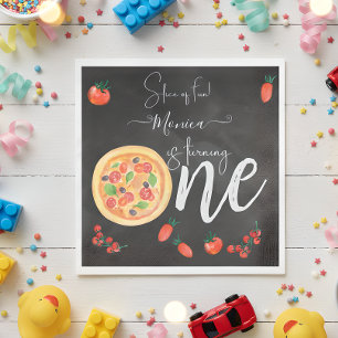 Een stukje plezier, eerste pizza verjaardag servet