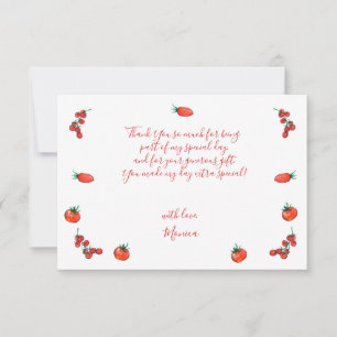 Een stukje plezier, eerste verjaardag bedankkaart